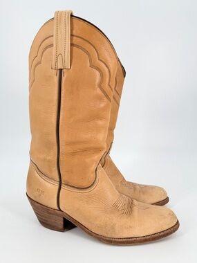 Vintage 70s Frye Boots Mens 11 D 3808 Western Leather Cowboy USA FLAWS